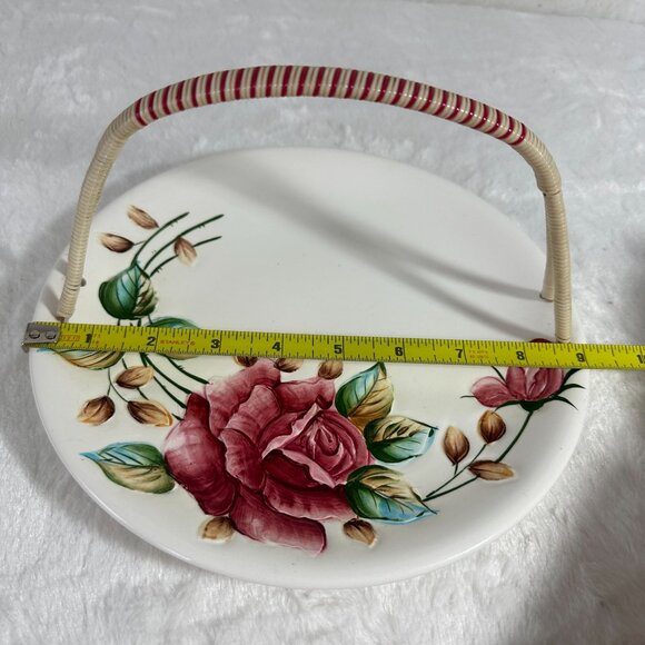 Vintage Lefton Woven Handle Round Serving Plate Americana cake/sandwich plate - Picture 10 of 10